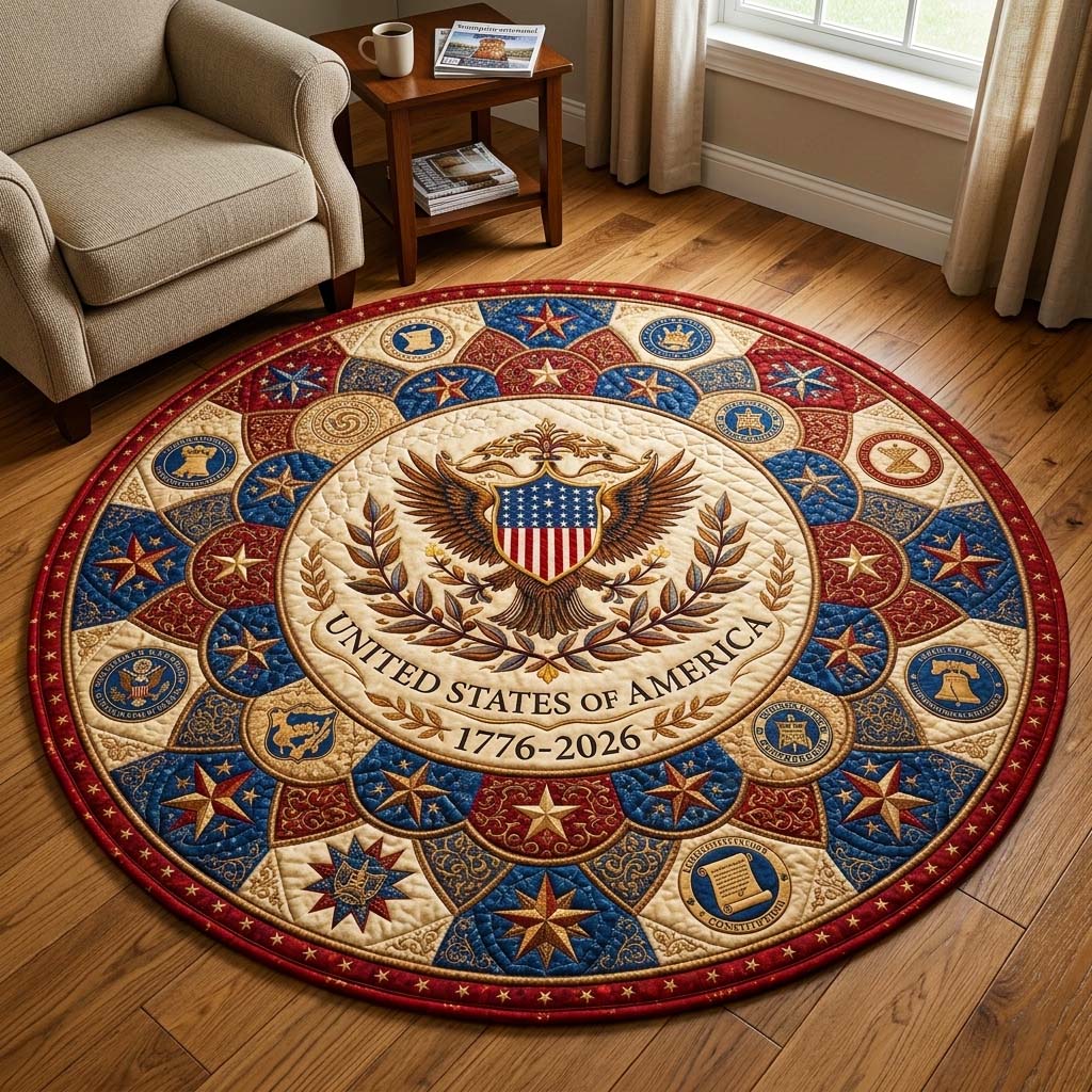 Eagle Emblem Quilted Round Mat GFTOQM4055