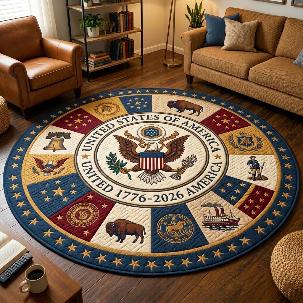 Patriot Eagle Quilted Round Mat GFTOQM4061
