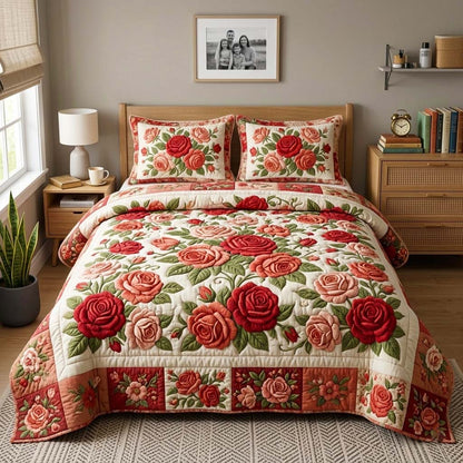 Romantic Blush 3-Piece Quilted Bedding Set GFTOQM4070
