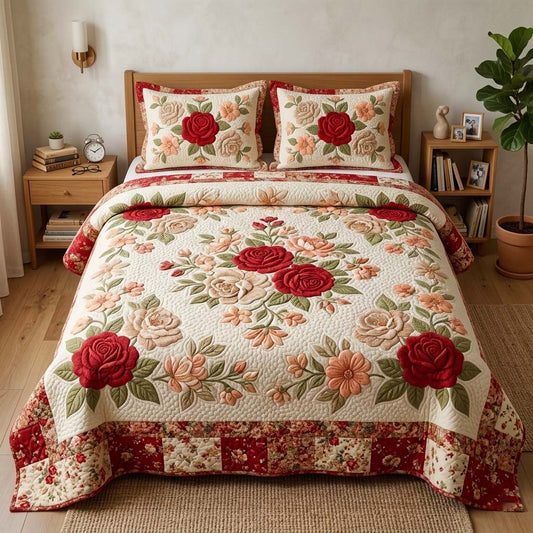Rose Vintage 3-Piece Quilted Bedding Set GFTOQM4073
