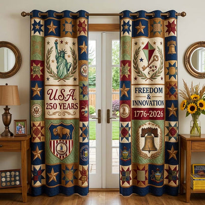 250 Years Patriotic Quilted Curtains GFTOQM4077