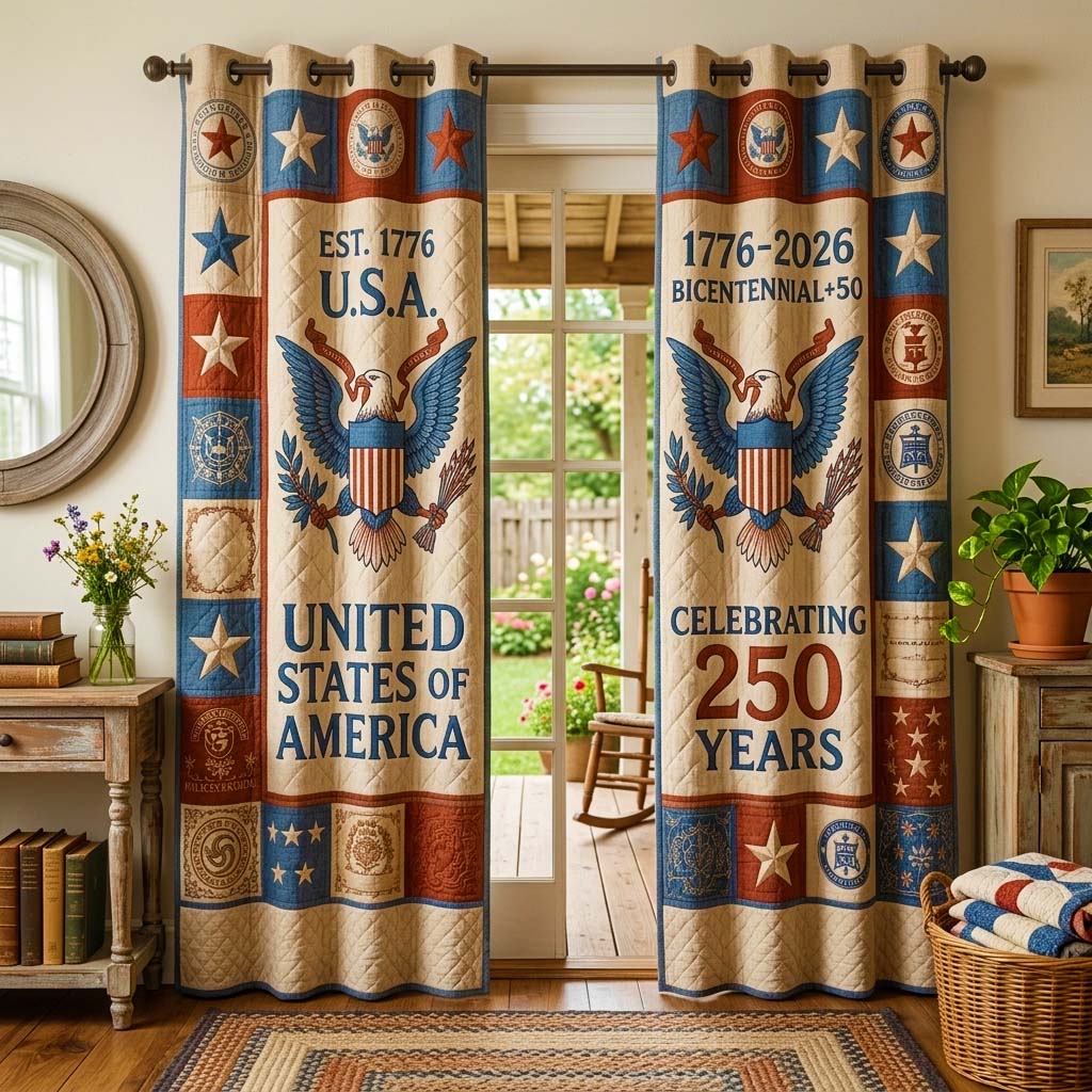 Classic Americana Quilted Curtains GFTOQM4080
