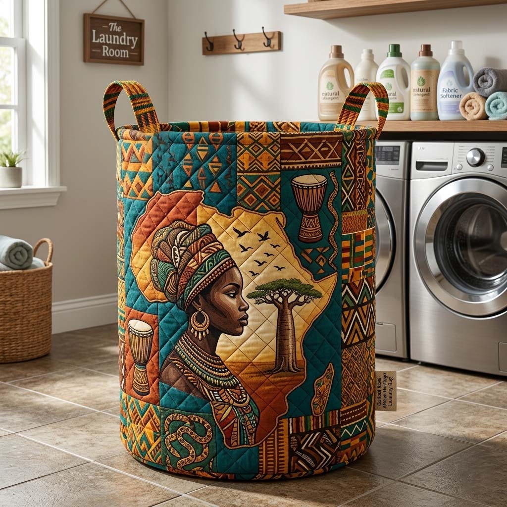 Africa Legacy Quilted Laundry Basket GFTOQM4107