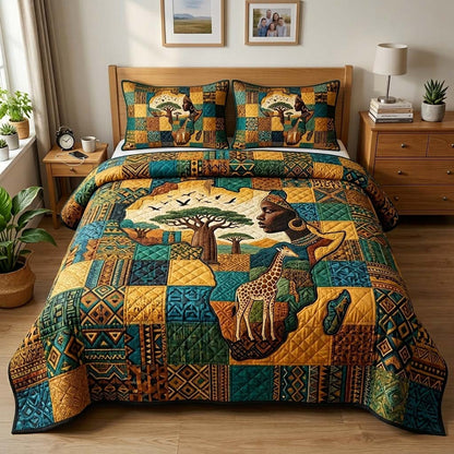 Africa Legacy 3-Piece Quilted Bedding Set GFTOQM4118