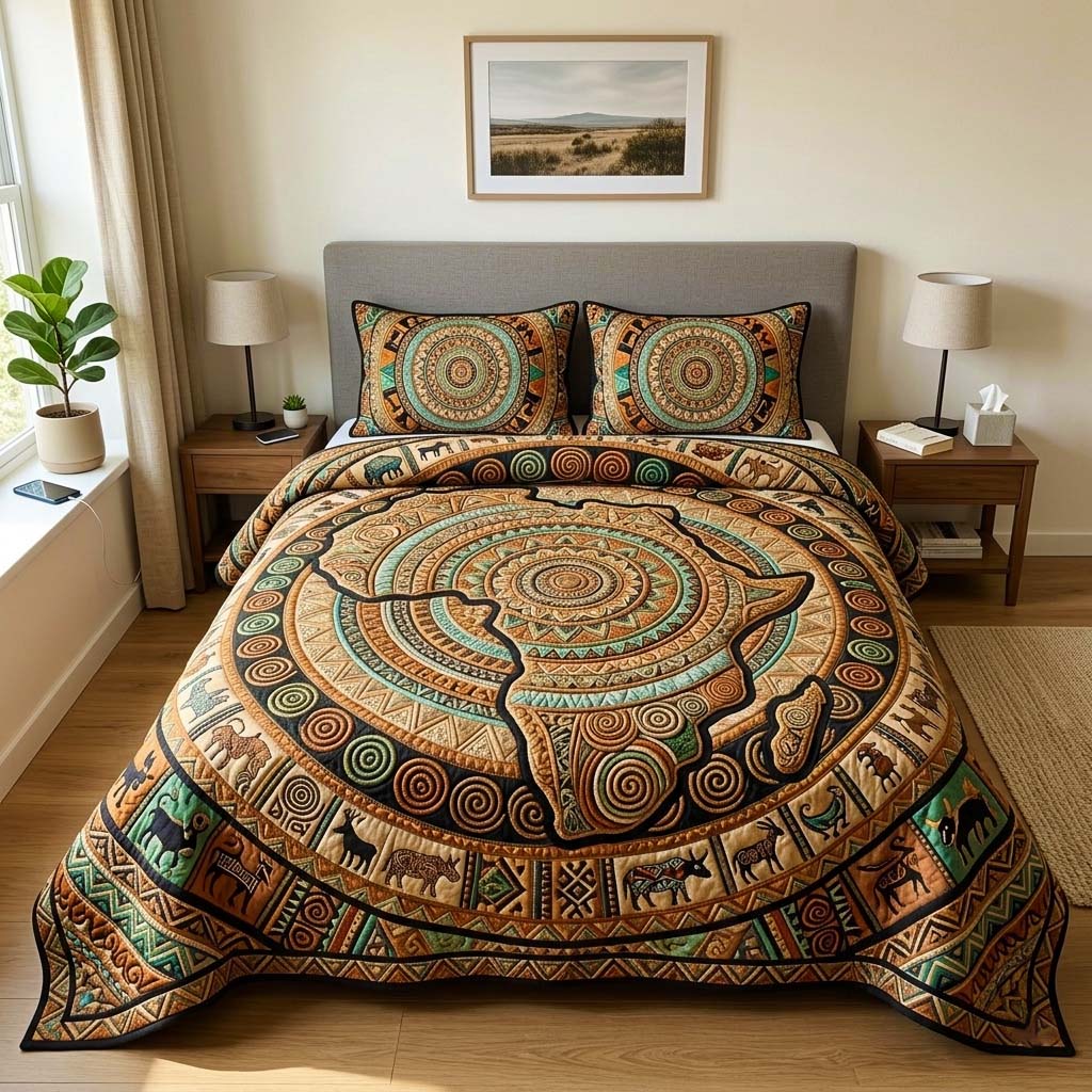 Africa Legacy 3-Piece Quilted Bedding Set GFTOQM4121
