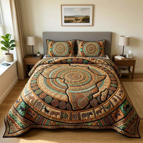Africa Legacy 3-Piece Quilted Bedding Set GFTOQM4121