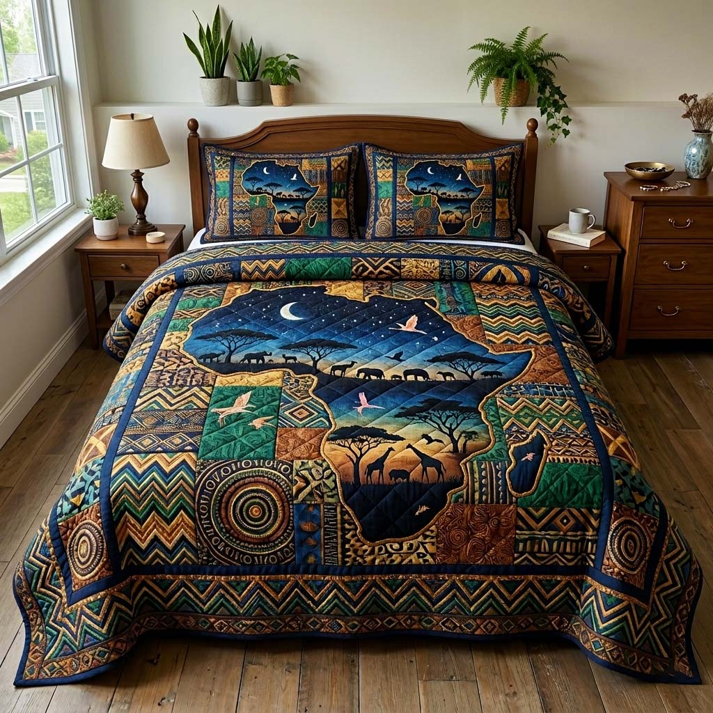 Africa Legacy 3-Piece Quilted Bedding Set GFTOQM4122