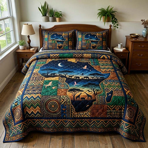 Africa Legacy 3-Piece Quilted Bedding Set GFTOQM4122
