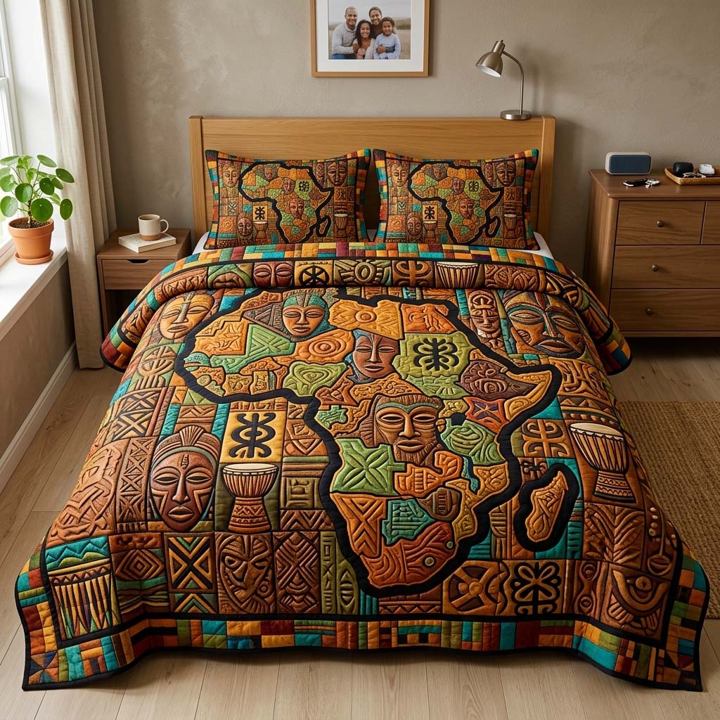 Africa Legacy 3-Piece Quilted Bedding Set GFTOQM4124