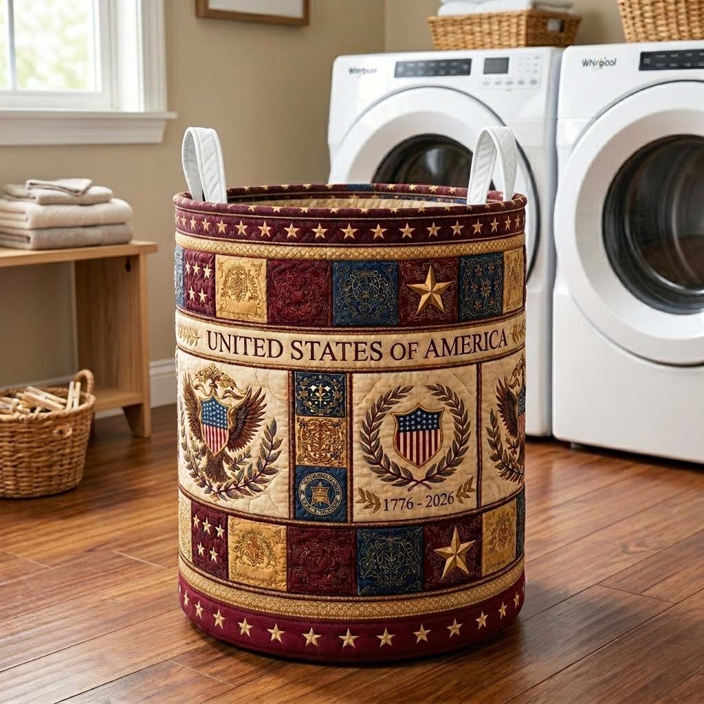 Herritage Patch Quilted Laundry Basket GFTOQM4131