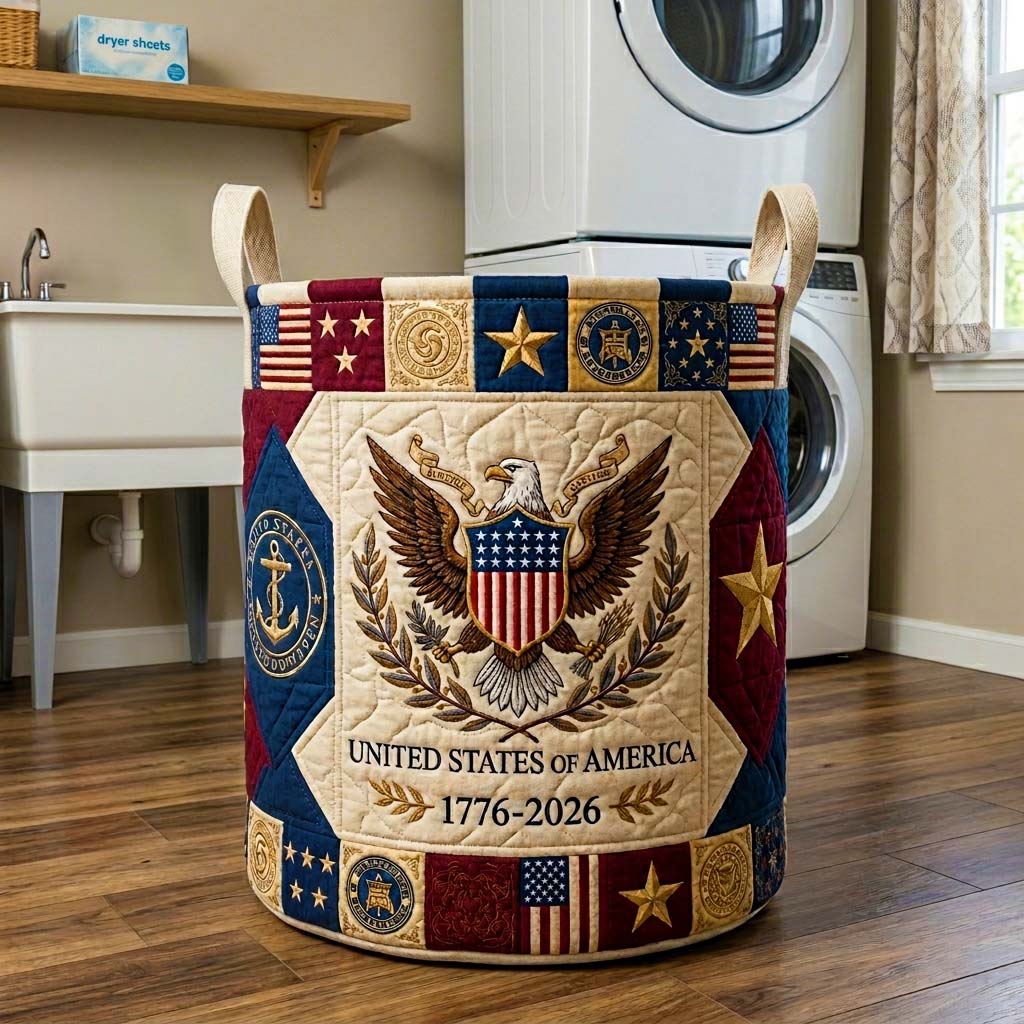 Herritage Patch Quilted Laundry Basket GFTOQM4132