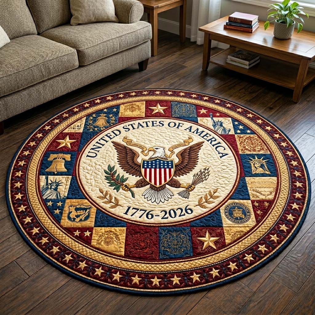 Herritage Patch Quilted Round Mat GFTOQM4142