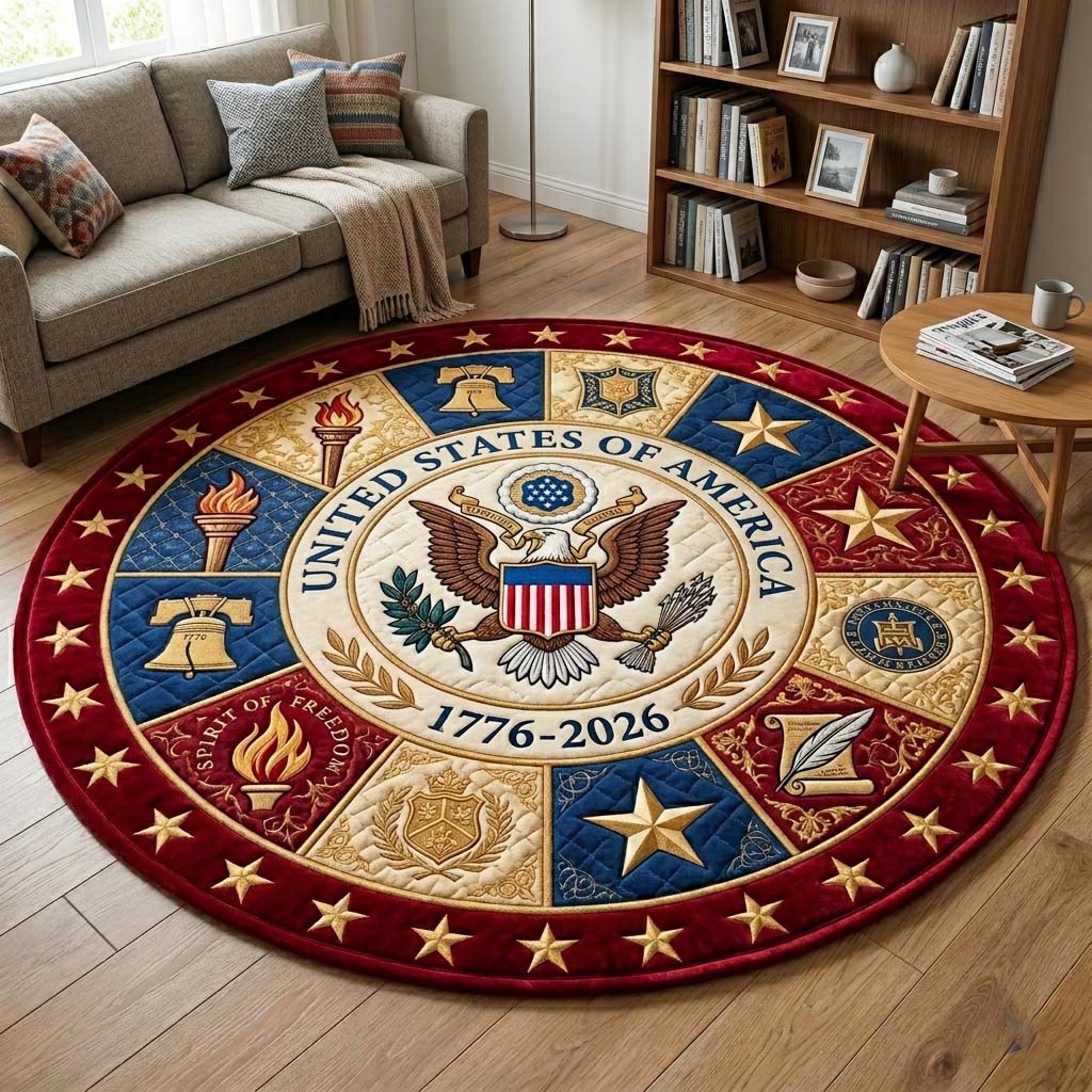 Herritage Patch Quilted Round Mat GFTOQM4144
