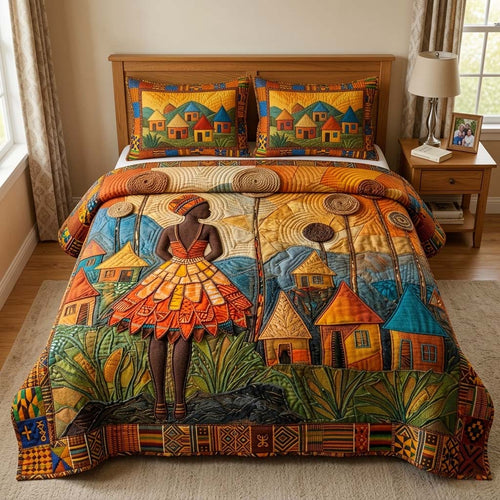 Village Dancer 3-Piece Quilted Bedding Set GFTOQM4153