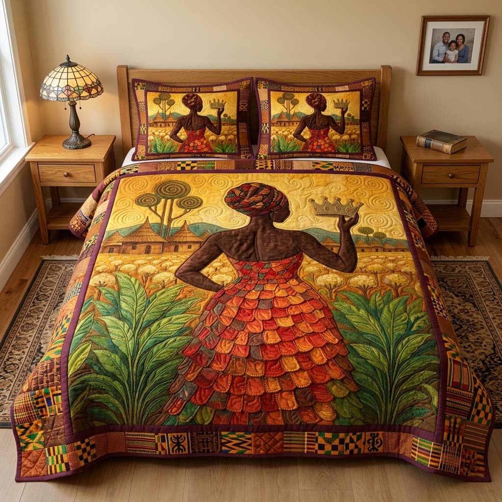 Crowned Queen 3-Piece Quilted Bedding Set GFTOQM4154