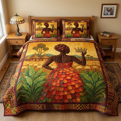 Crowned Queen 3-Piece Quilted Bedding Set GFTOQM4154