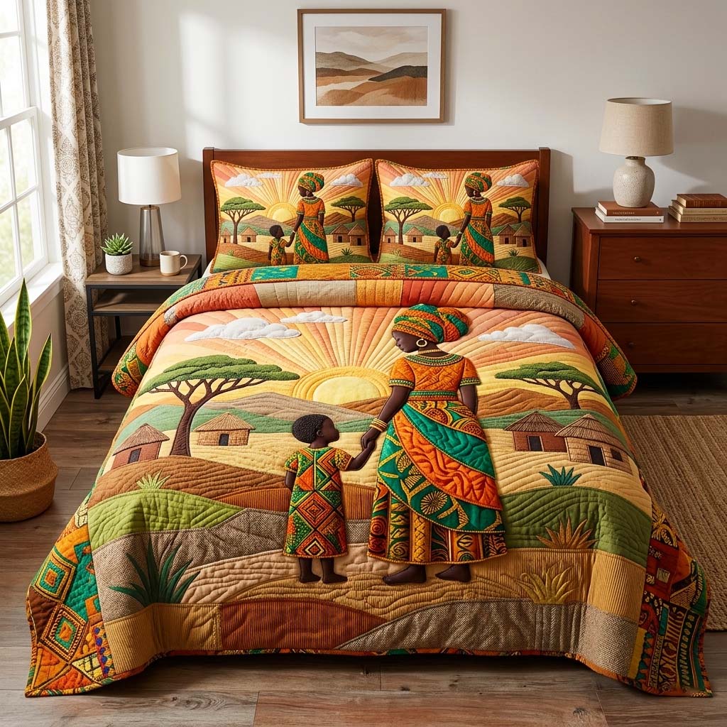 Mother Journey 3-Piece Quilted Bedding Set GFTOQM4157