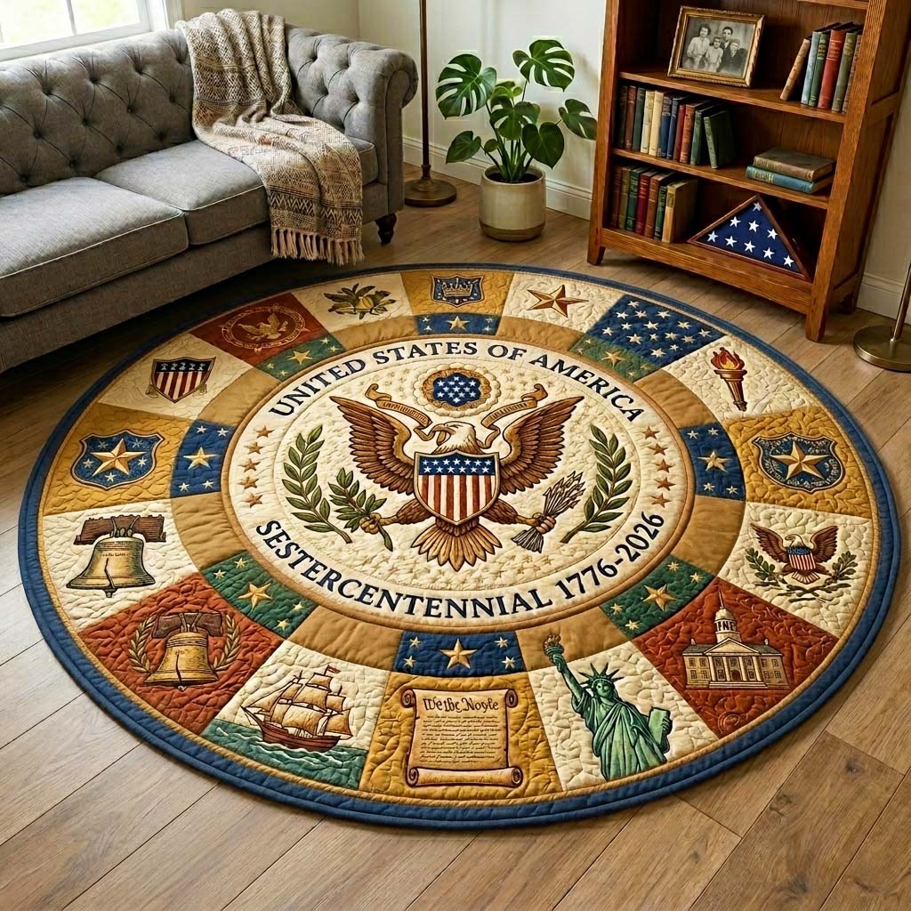 Herritage Patch Quilted Round Mat GFTOQM4169
