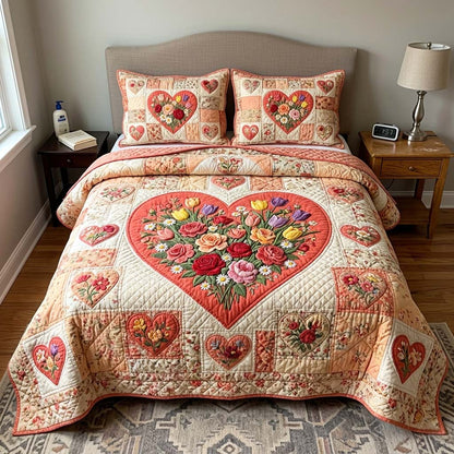 Coral Garden 3-Piece Quilted Bedding Set GFTOQM4181