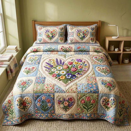 Pastel Bloom 3-Piece Quilted Bedding Set GFTOQM4184