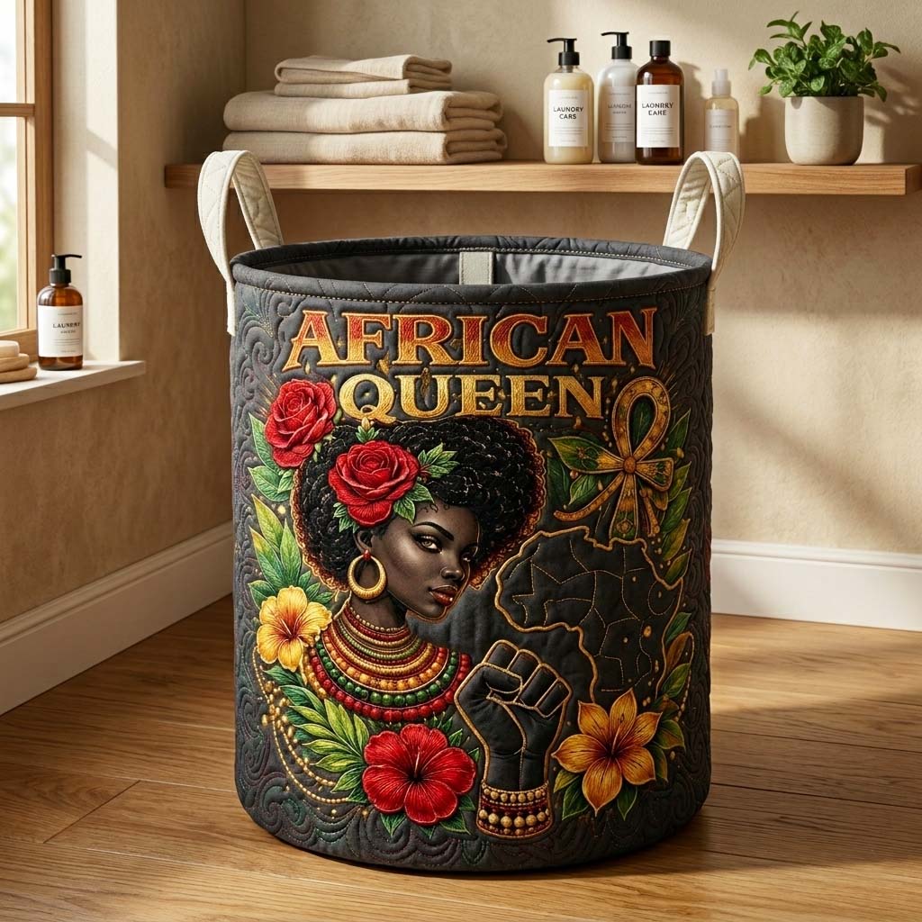 Melanin Legacy Quilted Laundry Basket GFTOQM4214