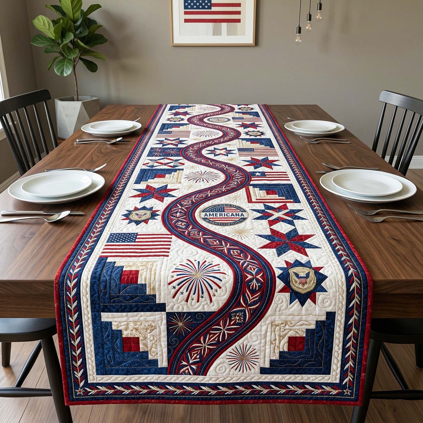 Americana Wave Quilted Table Runner GFTOQM4225