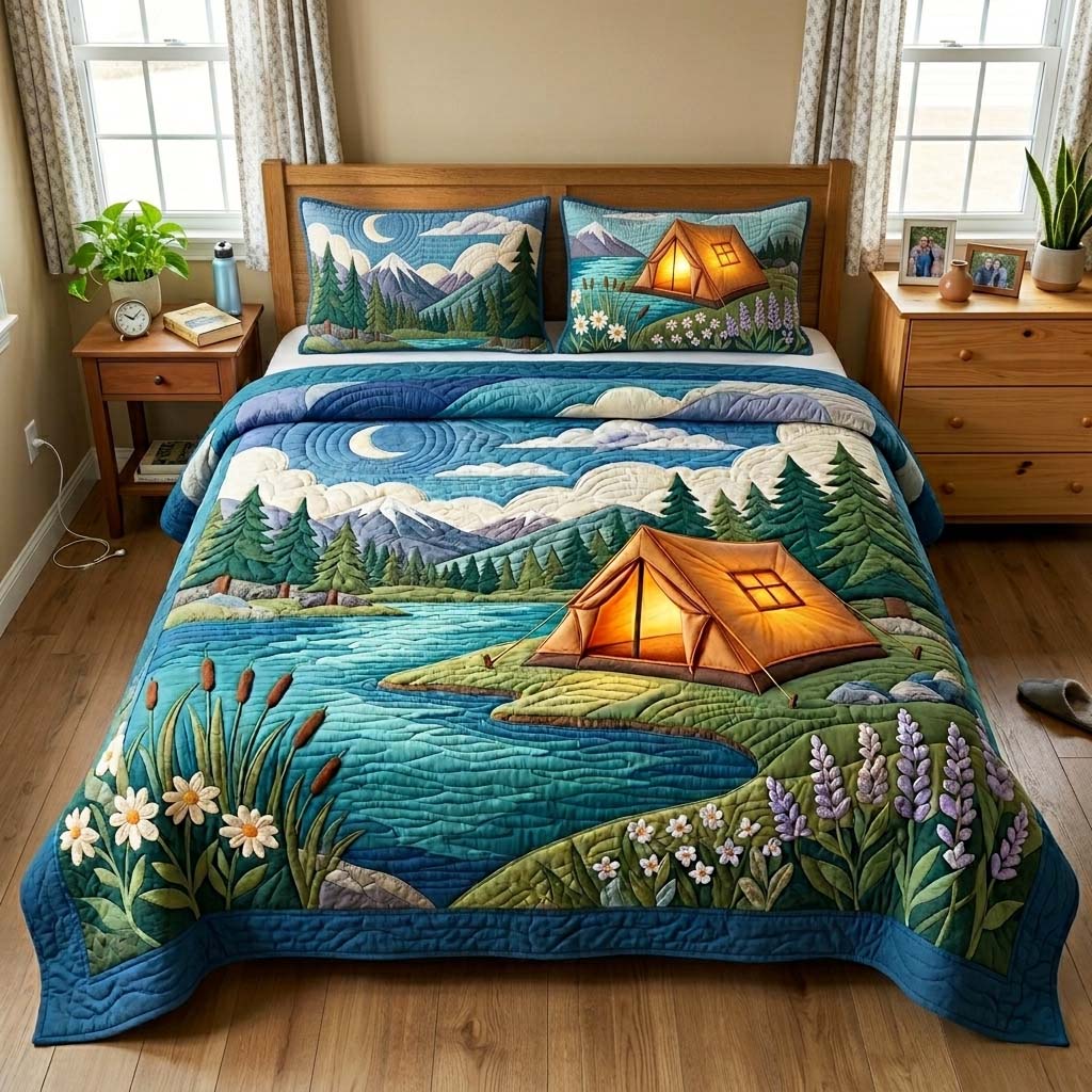 Lakeside Tent Camp 3-Piece Quilted Bedding Set GFTOQM4324