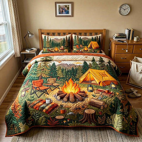Autumn Campfire 3-Piece Quilted Bedding Set GFTOQM4325