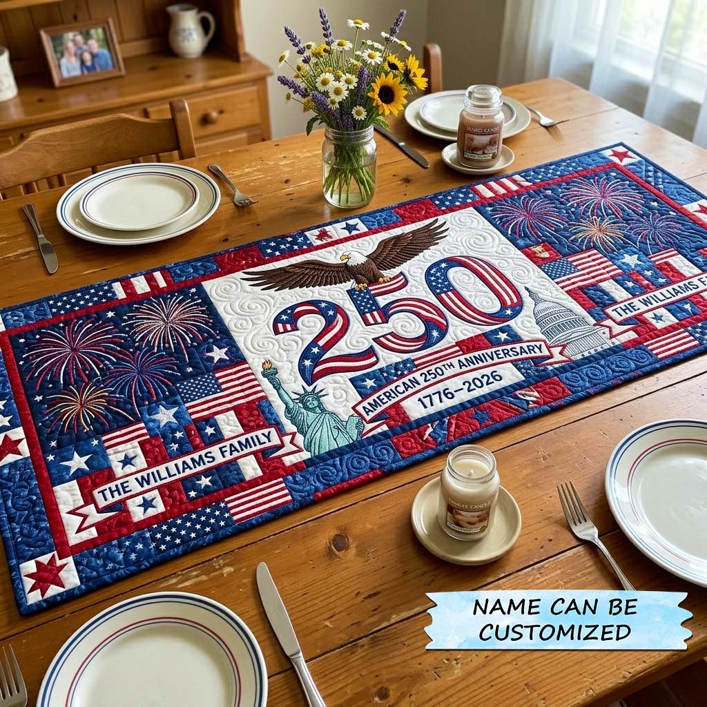 America 250th Anniversary Quilted Table Runner QTCUZ GFTOQM4328