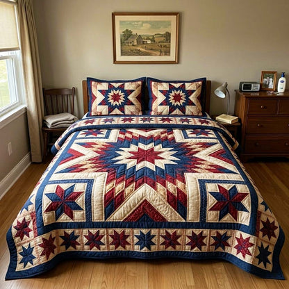 Heritage Star 3-Piece Quilted Bedding Set GFTOQM4351
