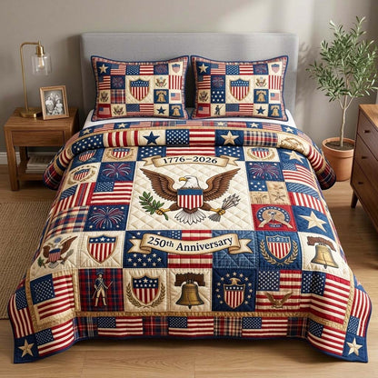 America 250th Anniversary 3-Piece Quilted Bedding Set GFTOQM4356