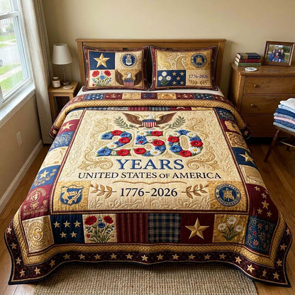 Liberty Eagle 3-Piece Quilted Bedding Set GFTOQM4407