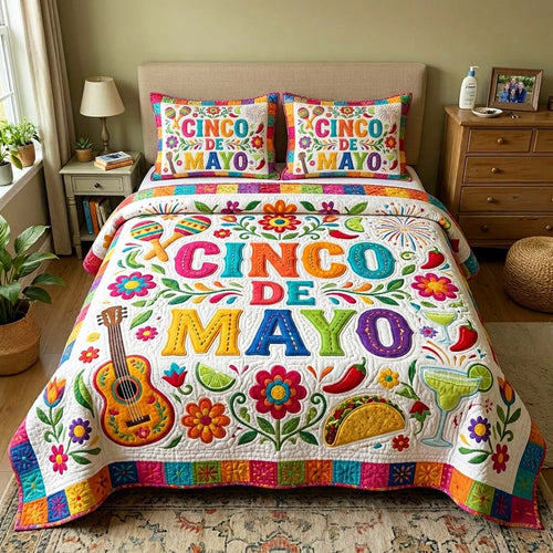 Color Tiles 3-Piece Quilted Bedding Set GFTOQM4417