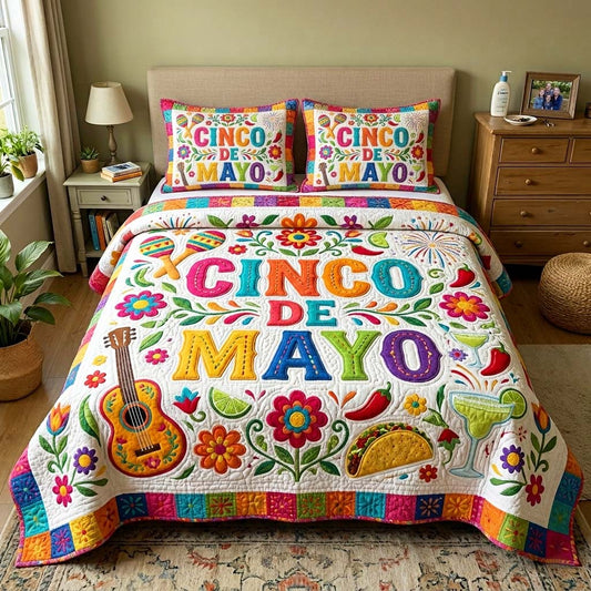 Color Tiles 3-Piece Quilted Bedding Set GFTOQM4417