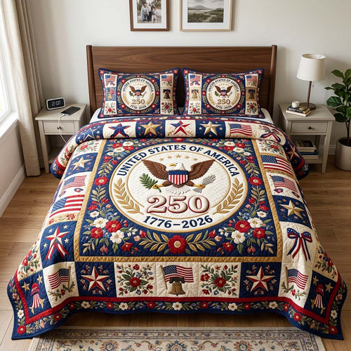 Floral Crest 3-Piece Quilted Bedding Set GFTOQM4440