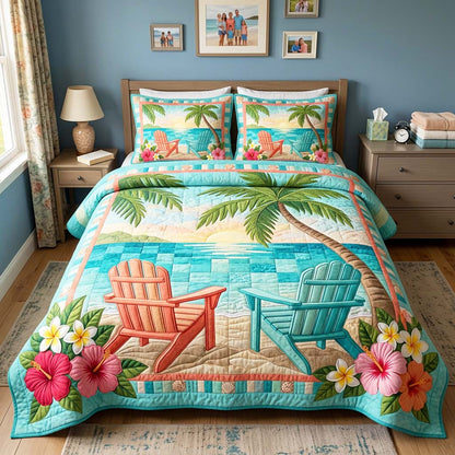 Beach Chairs 3-Piece Quilted Bedding Set GFTOQM4469