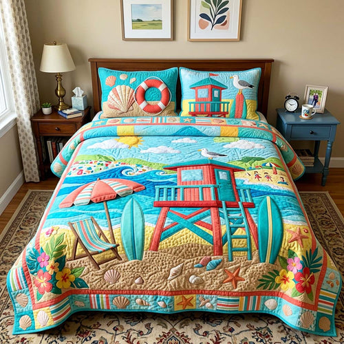 Coastal Hut 3-Piece Quilted Bedding Set GFTOQM4471