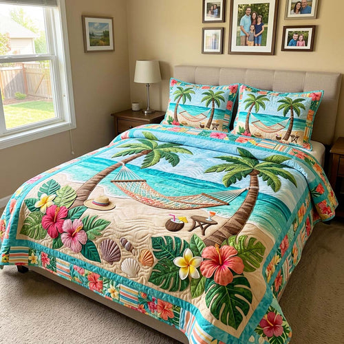 Beach Hammock 3-Piece Quilted Bedding Set GFTOQM4474