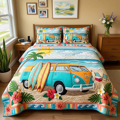 Picnic Beach 3-Piece Quilted Bedding Set GFTOQM4475