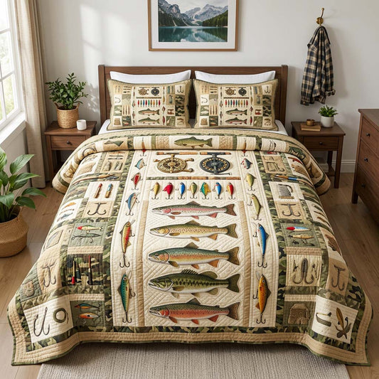 Vintage Tackle 3-Piece Quilted Bedding Set GFTOQM4480