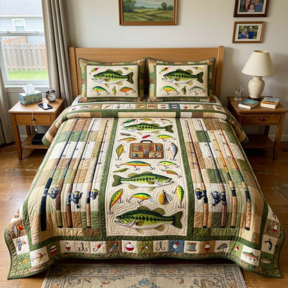 Bass Tackle 3-Piece Quilted Bedding Set GFTOQM4481
