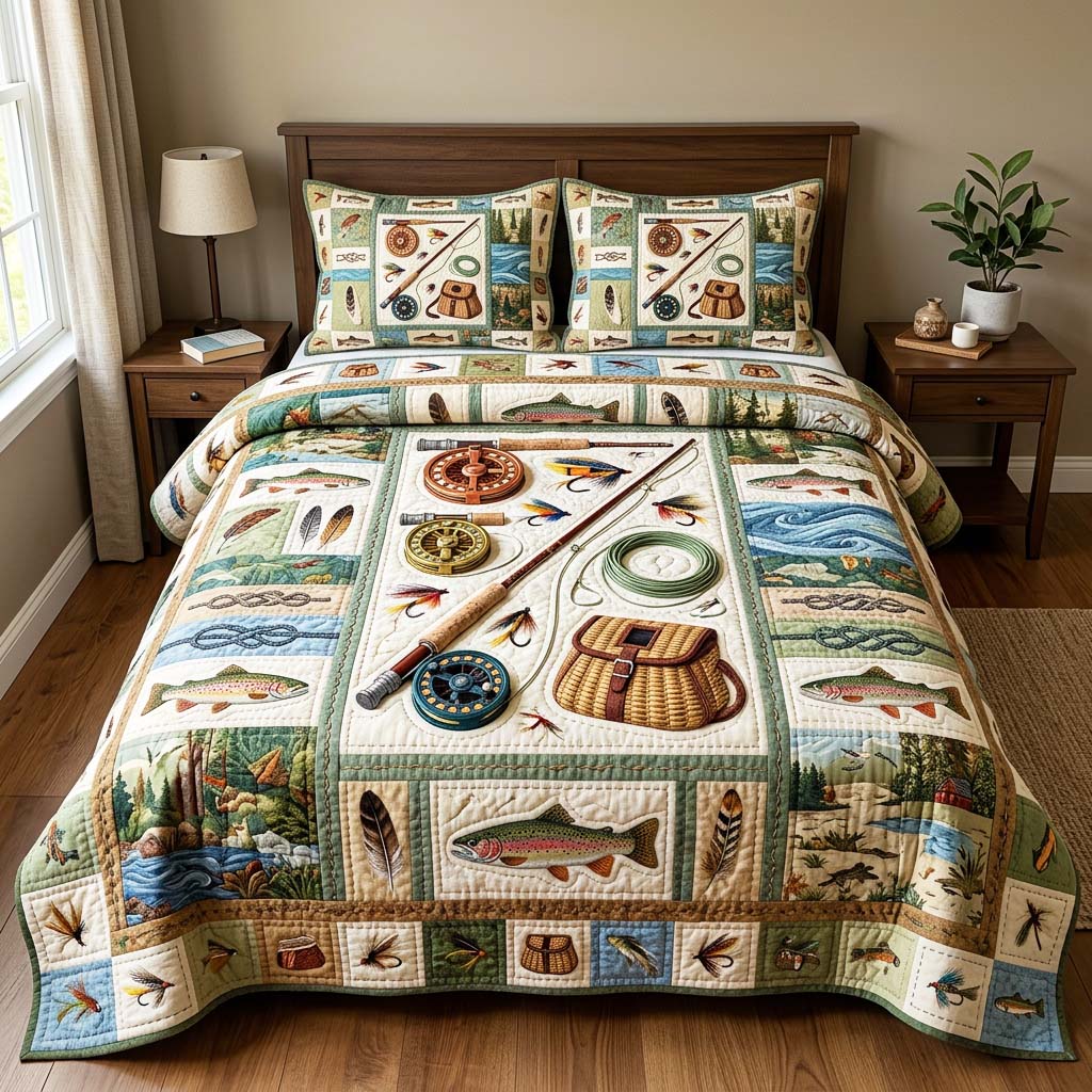 Angler Kit 3-Piece Quilted Bedding Set GFTOQM4484