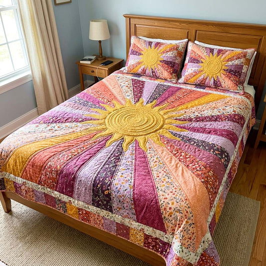 Golden Sunrise 3-Piece Quilted Bedding Set GFTOQM4537