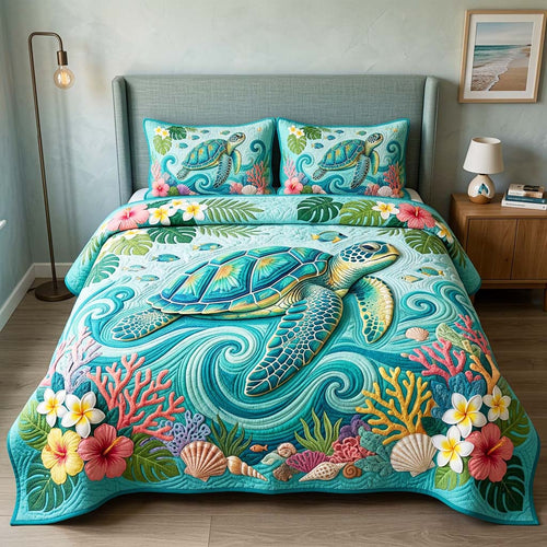 Ocean Turtle 3-Piece Quilted Bedding Set GFTOQM4547