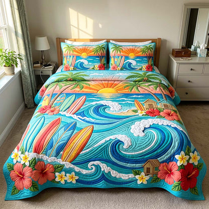 Sunset Surf 3-Piece Quilted Bedding Set GFTOQM4548