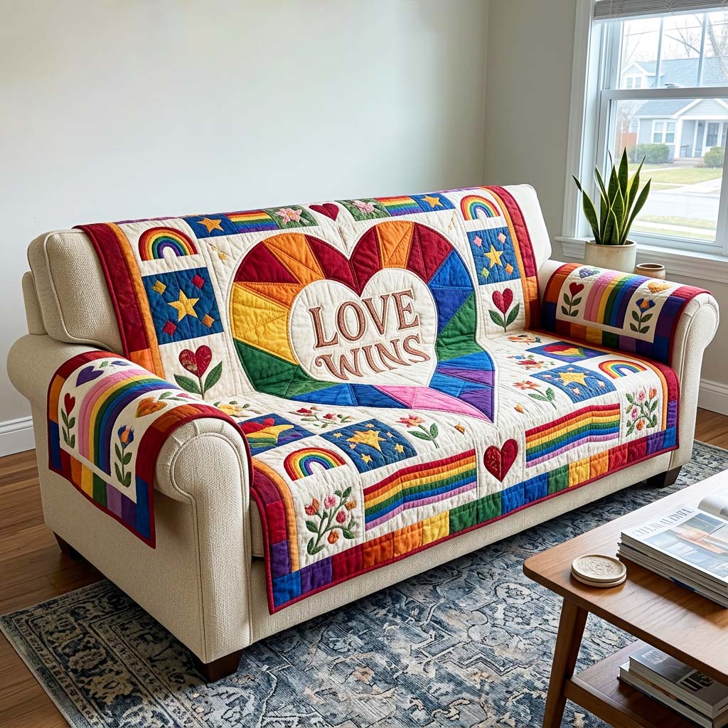 Love Wins Quilted Sofa Cover GFTOQM4557