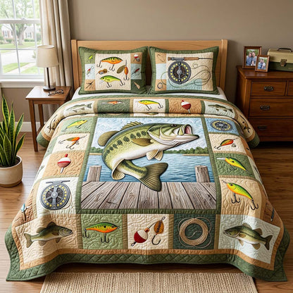 Bass Catch 3-Piece Quilted Bedding Set GFTOQM4564