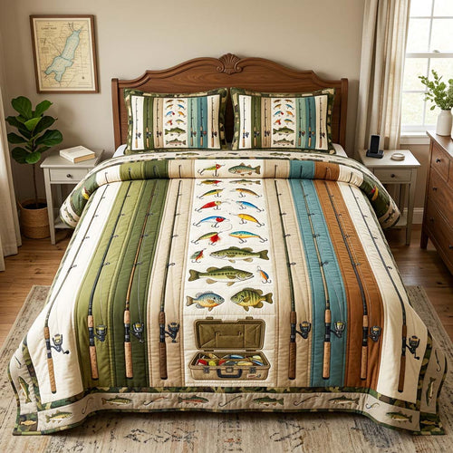 Rod Line 3-Piece Quilted Bedding Set GFTOQM4565