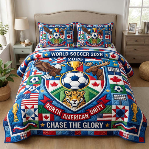 Soccer Crest 3-Piece Quilted Bedding Set GFTOQM4583
