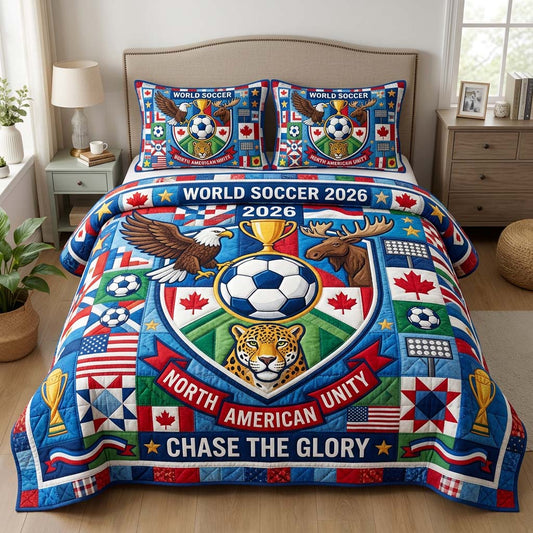 Soccer Crest 3-Piece Quilted Bedding Set GFTOQM4583